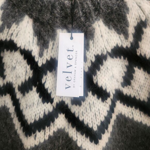 NWT Velvet Fair Isle Alpaca Wool Sweater Size S Alexa Grey NEW Made in Peru - Picture 5 of 9